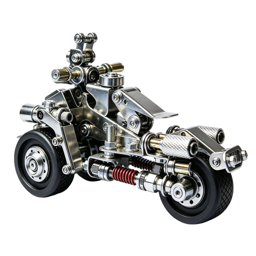 diy metal trike motorcycle model kit, mechanical assembly display model with brass & stainless steel parts