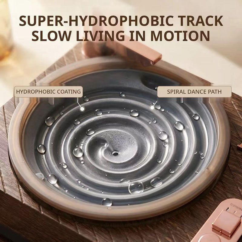 retro record player water fountain with ambient sounds & light