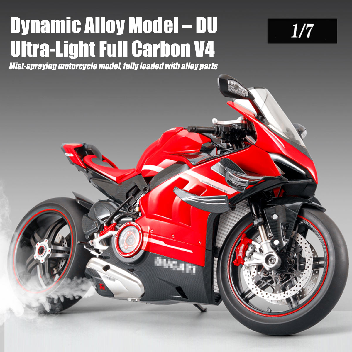 1/7 scale alloy dynamic motorcycle model v4 top edition with ignition system & smoke spray
