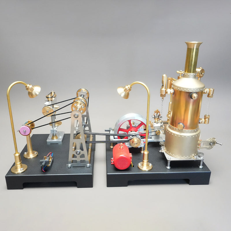 RETROL SE-03 Working Stationary Mill Steam Engine Model Kit with Boiler, Generator and Lamp Stand - EngineDIY
