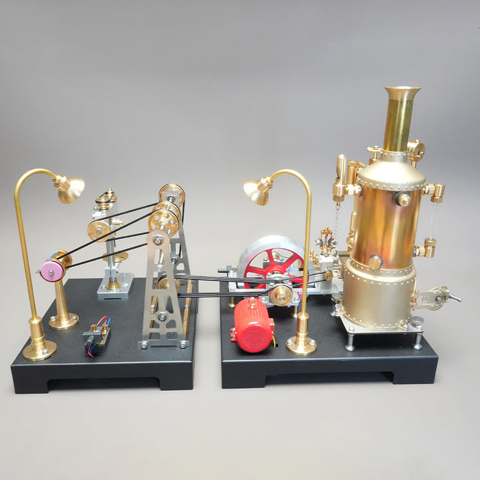 RETROL SE-03 Working Stationary Mill Steam Engine Model Kit with Boiler, Generator and Lamp Stand