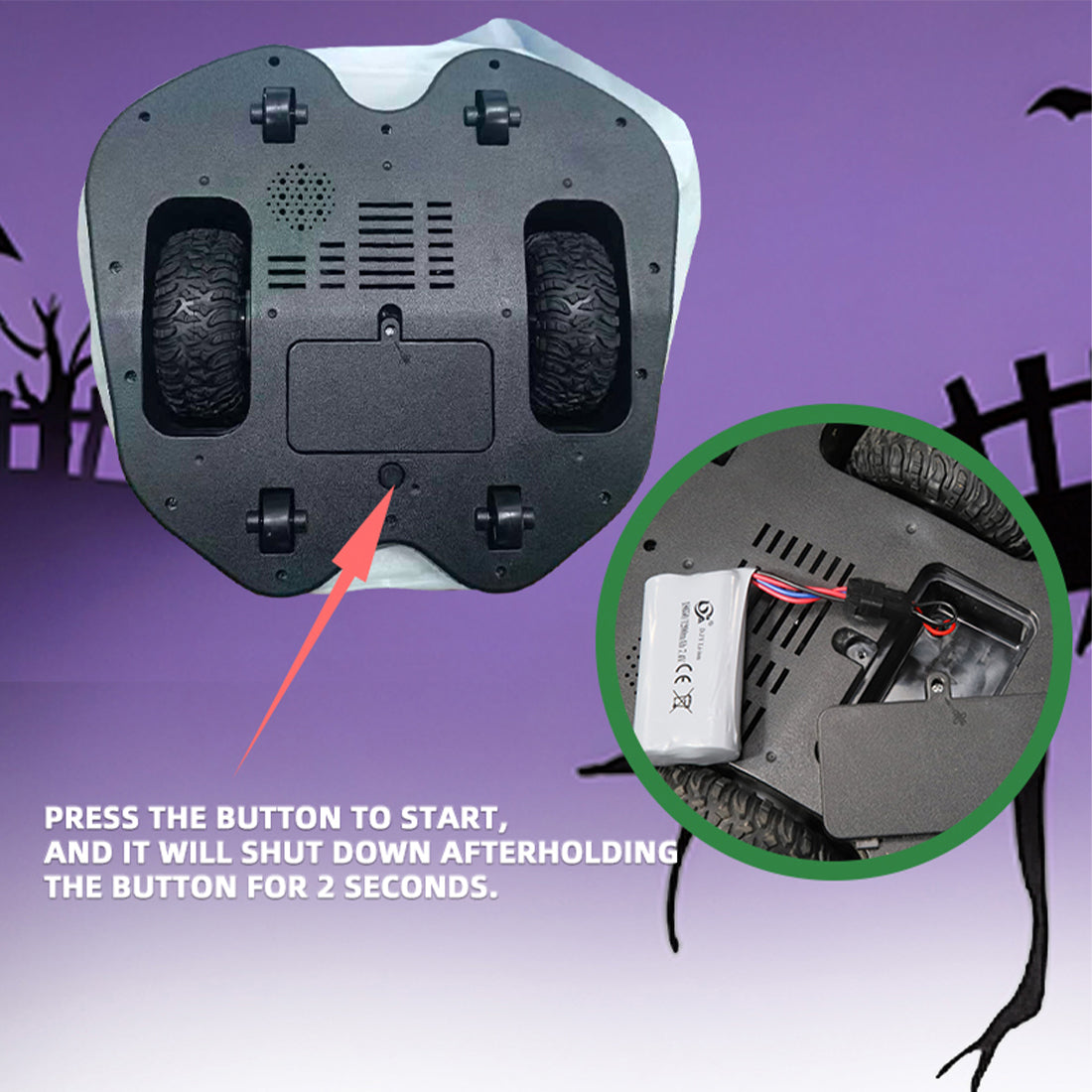 2.4G inflatable pumpkin rc car with one-key inflation & deflation, dual-speed modes halloween gift