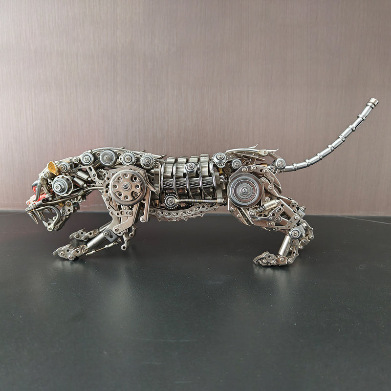 3d metal mechanical leopard diy assembly model kit, steampunk industrial design for desktop display-1000+pcs
