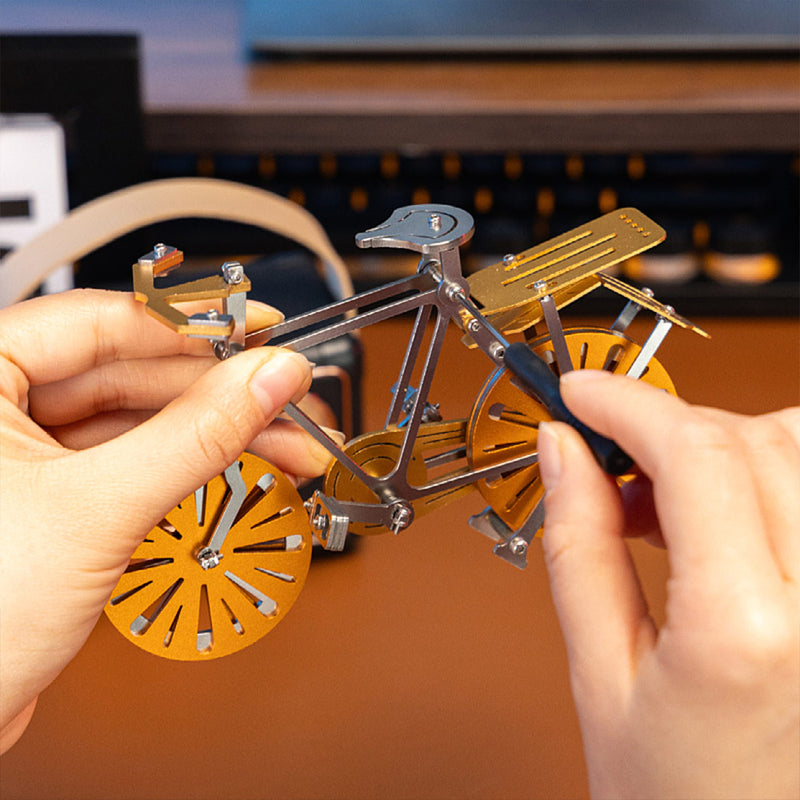 3d metal puzzle bike diy mechanical assembly model kit – stainless steel bicycle, desktop collectible craft for mechanical enthusiasts (105+pcs)