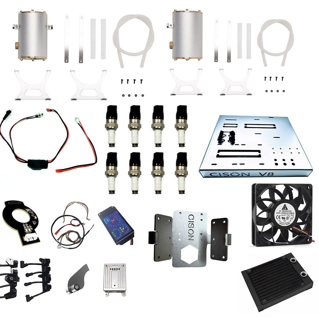 Water Cooling Starting Accessories Set & MCU Ignition Kit &nbsp;for CISON LS-52 V8 Engine
