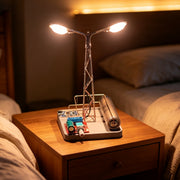 diy metal wire dual-head street lamp kit with wooden base