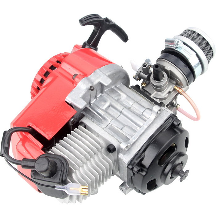 47CC Mini 2-Stroke Single Cylinder Pull-Start Gasoline Internal Combustion Engine for Beach Motorcycle/Assistive Bicycle Modification (RTR Version/Red)