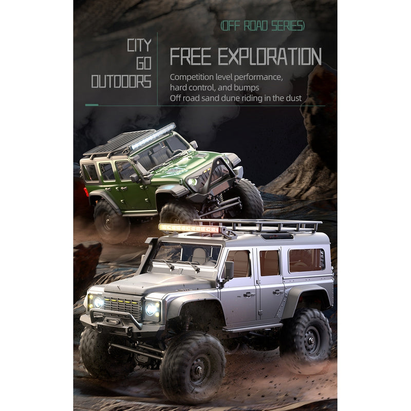 1/16 scale brushless 4wd rc crawler truck – all-terrain off-road pickup with dual-rate transmission, independent suspension & metal frame