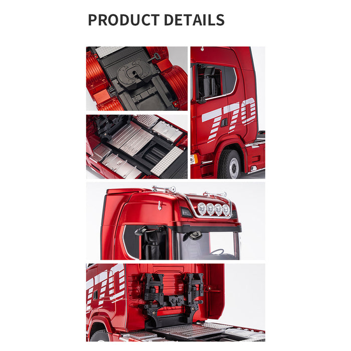 1/18 scale 6x4 770s heavy duty tractor truck - rc semi trailer model with rear wheel drive