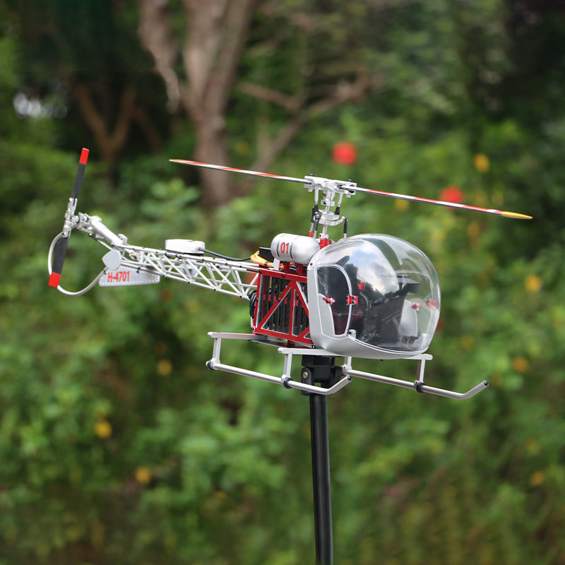 wolfbush bell-47 450-class 3-blade rc helicopter, 2.4ghz 12ch scale helicopter with brushless dfc, metal shaft drive, h1pro flight controller & openable cockpit (rtf version)
