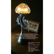 steampunk mechanical jellyfish sculpture with remote control led light, industrial desktop decor