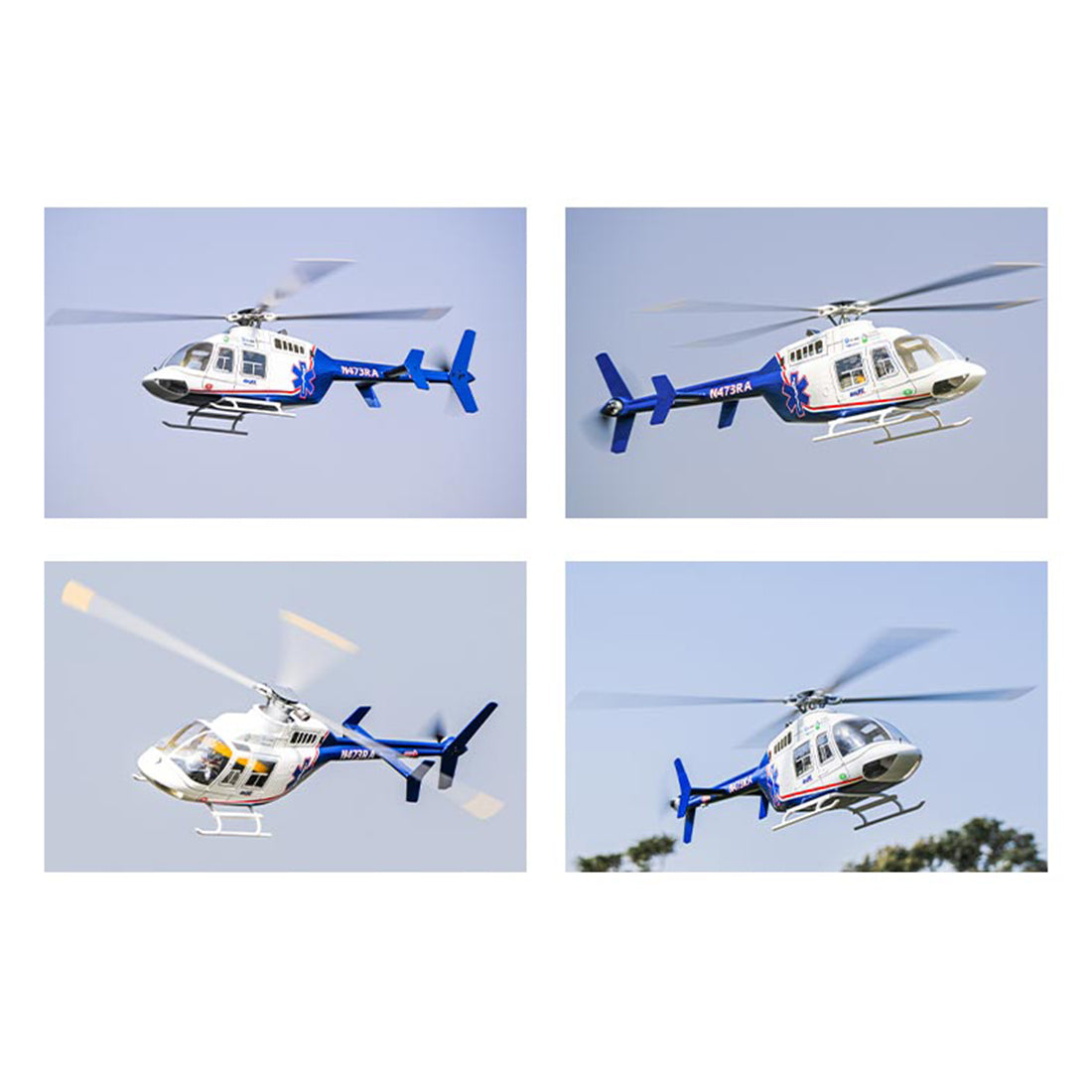 flywing bell-407 470 size 2.4g 6ch military rc helicopter model with ace flight controller, gps, quick release rotors and adjustable left/right-handed controls (rtf version)