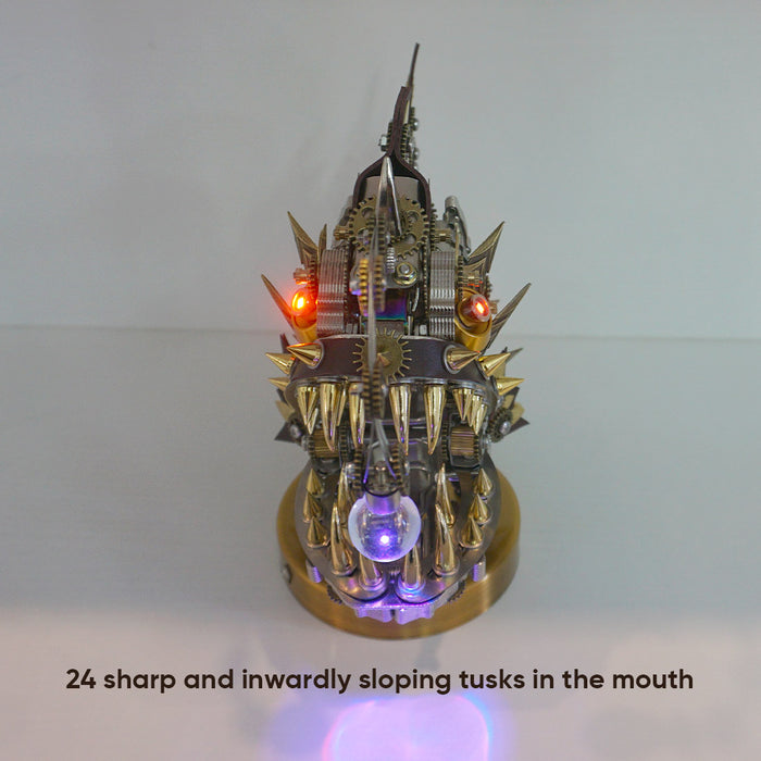 3D Metal Steampunk Craft Puzzle Mechanical Anglefish Model DIY Assembly with Luminous Bulb Creative Gift