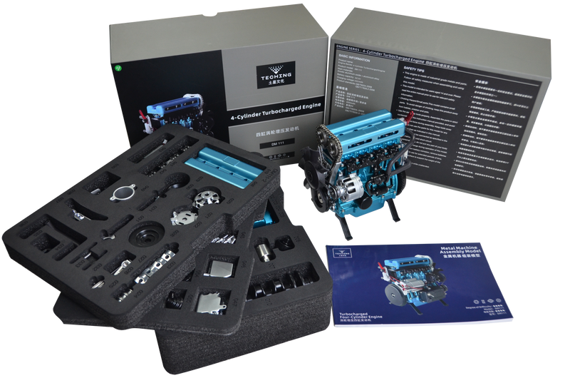TECHING L4 Engine Model Kit that Works - Build Your Own Engine - Full Metal 4 Cylinder Car Engine Kit Car Engine Model Upgraded Version - EngineDIY