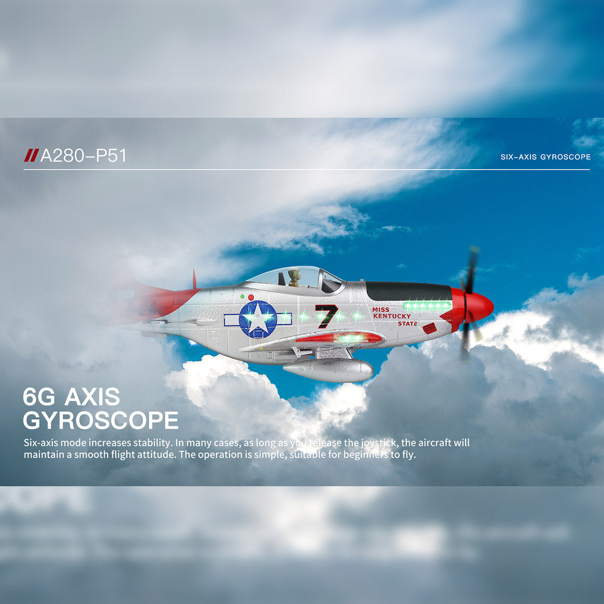 xk a280 p-51 3d/6g 2.4g 4ch brushless scale rc airplane model, 560mm wingspan epp fixed wing aircraft with quick release