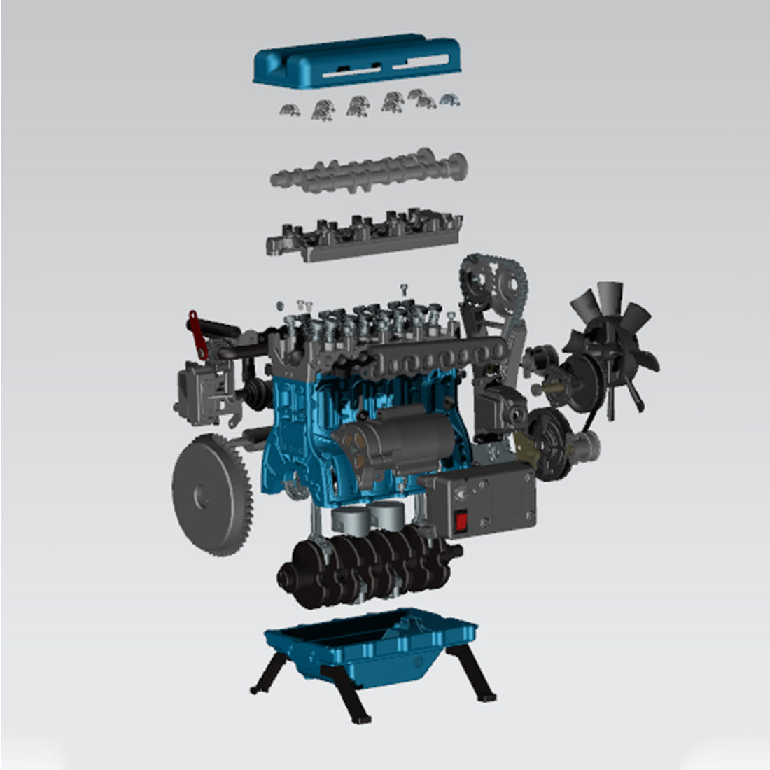 TECHING Updated L4 Engine Model Kit that Works - Build Your Own Engine - Full Metal 4 Cylinder Car Engine Kit Car Engine Model - ENGINEDIY