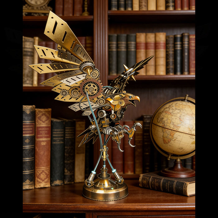 3d diy steampunk metal mechanical eagle model kit, creative trendy display - 650pcs