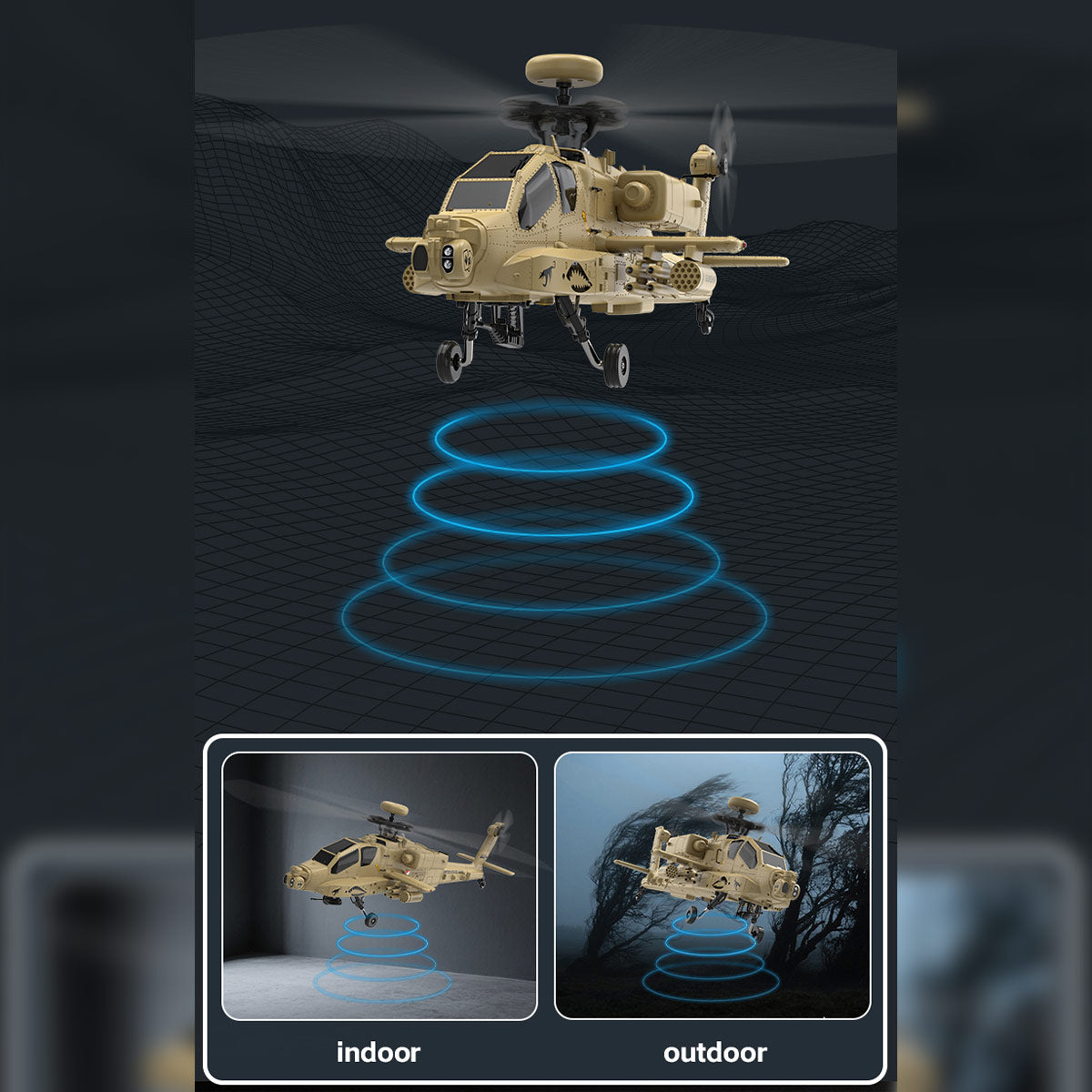 wolfbush & yu xiang f11-n ah64 apache rc helicopter – 1/32 scale 2.4g 6ch coaxial dual rotor with optical flow altitude hold