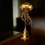 steampunk mechanical jellyfish sculpture with remote control led light, industrial desktop decor