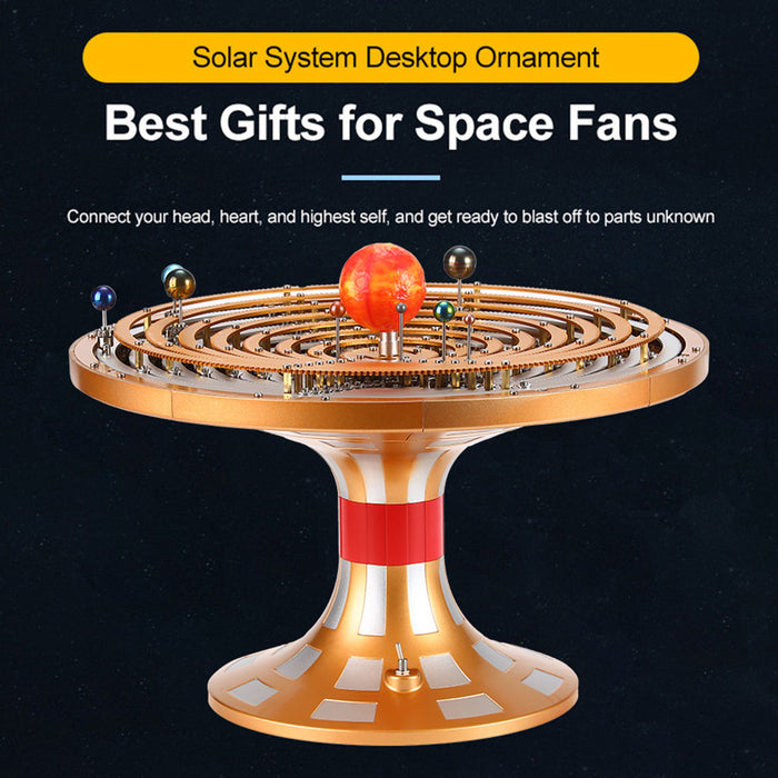 TECHING Metal DIY Mechanical Solar System Model Kit Dynamic Orbital Desk Ornament - 600+PCS