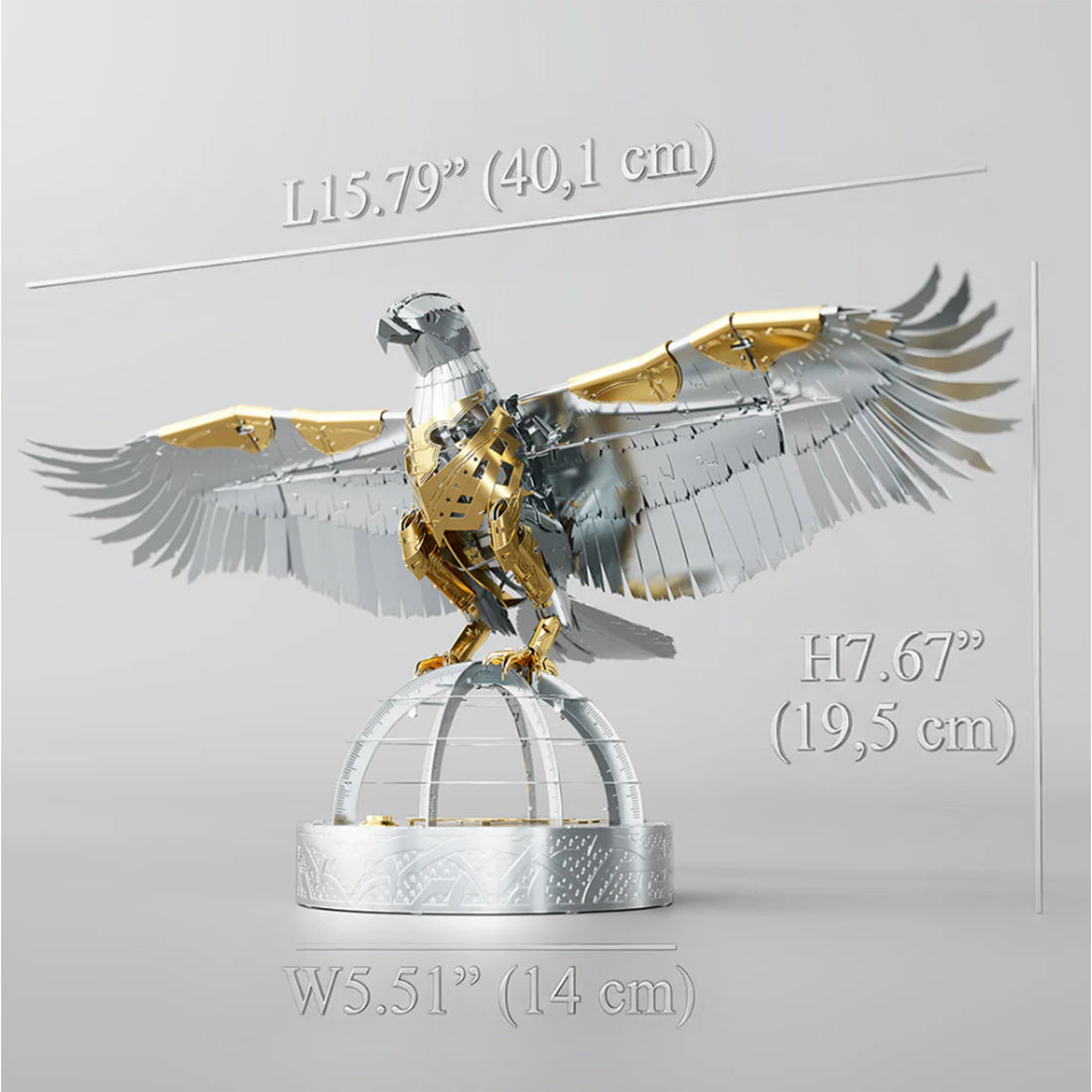 3d stainless steel mechanical eagle diy assembly model kit, desktop for adults and collectors (247+pcs)
