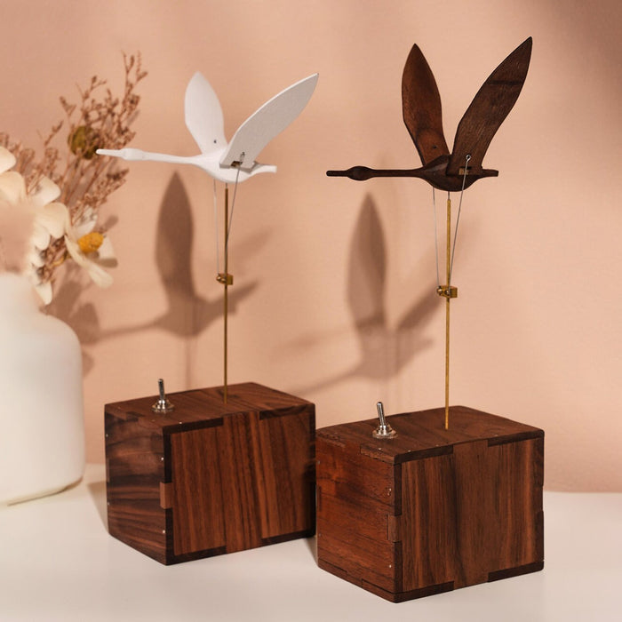 wooden flying swan music box dynamic model