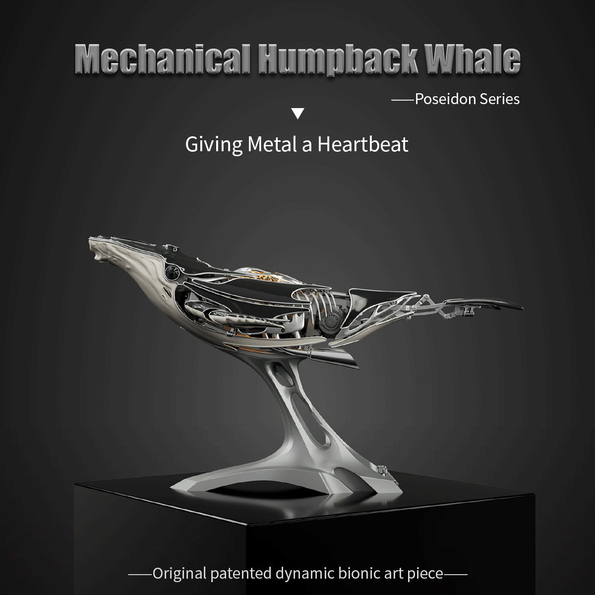 3d metal mechanical humpback whale model kit– diy marine creature assembly puzzle toy