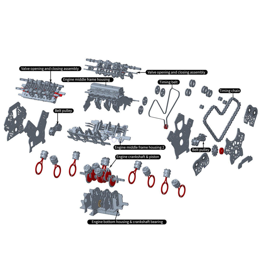 W12 Running Engine Model Kit 1400+ PCS Functional 3D Wooden Mechanical ...