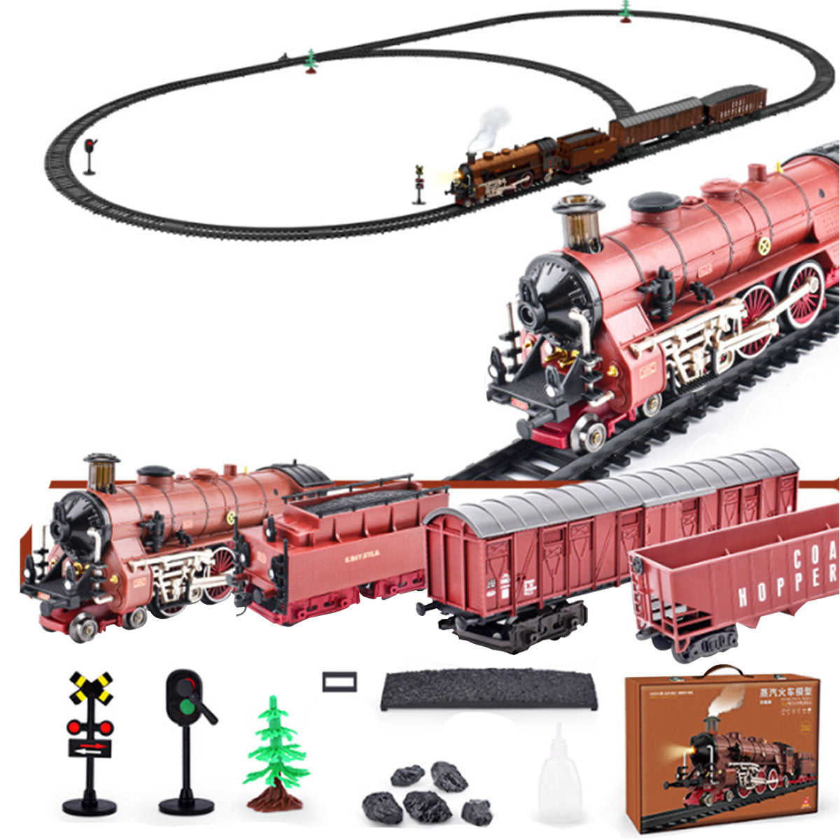 Alloy Electric Train Set Model with Carriage and Long Track - Gift for ...