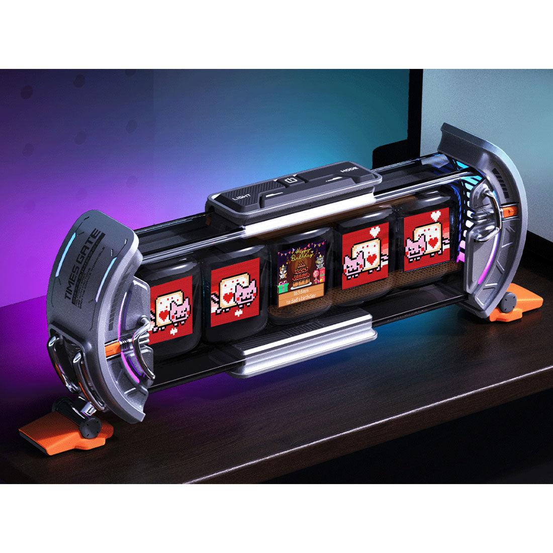 cyberpunk nixie tube clock - diy screen with neon lighting effects, customizable digital desk decor, unique tech gift