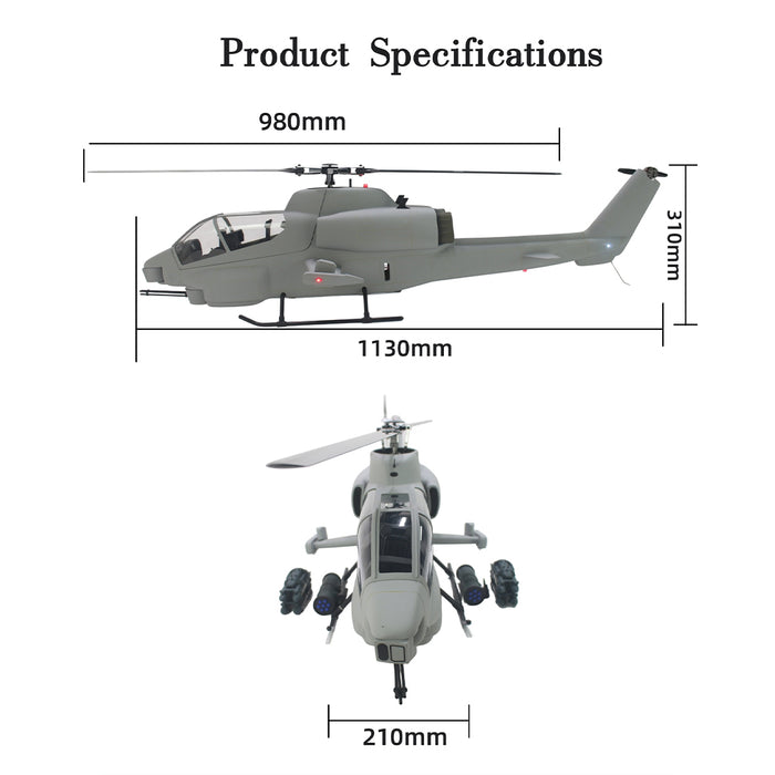 flishrc fl500 bell ah-1 cobra 500-class 2.4ghz 6ch scale rc helicopter with l7 flight controller, 4-mode gps positioning, realistic cockpit  rtf remote control helicopter
