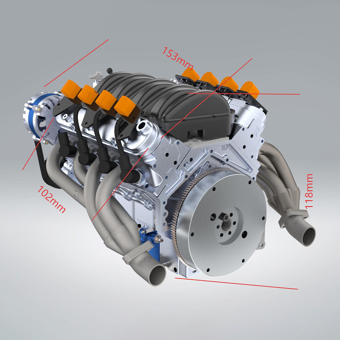 CISON V8 Engine LS-52 Small-block 52CC 1/5 Water-Cooled 4-Stroke 8-Cylinder Gasoline Engine Internal Combustion V8 Engine Model Kit that Works - EngineDIY
