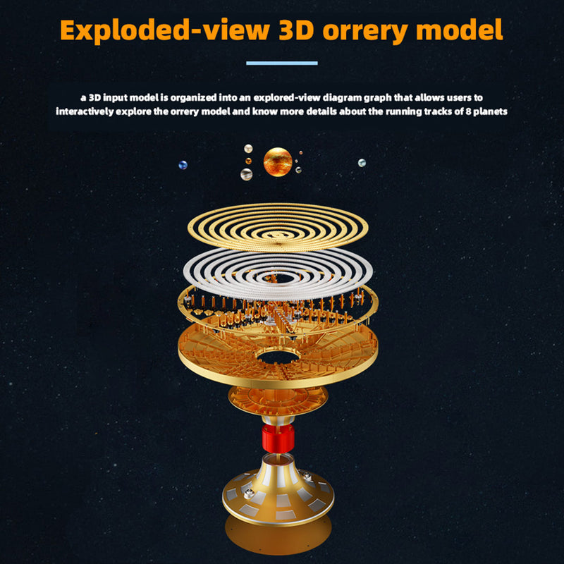 TECHING Metal DIY Mechanical Solar System Model Kit Dynamic Orbital Desk Ornament - 600+PCS - EngineDIY