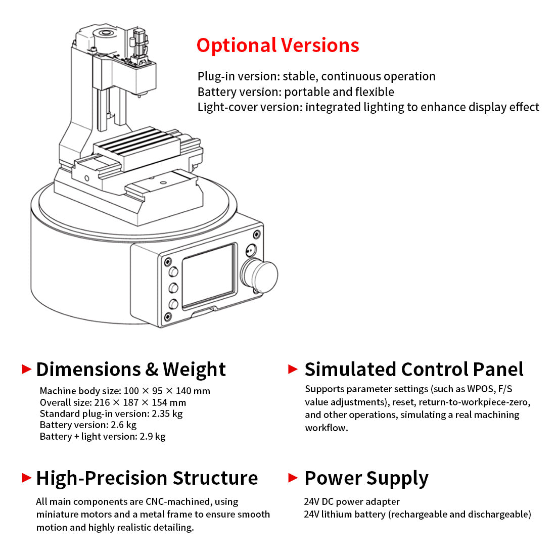 ultra mini desktop cnc machine model with g-code control