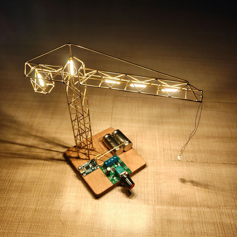 DIY Metal Wire Tower Crane Night Light Kit – STEM Display Sculpture Model Kit - EngineDIY