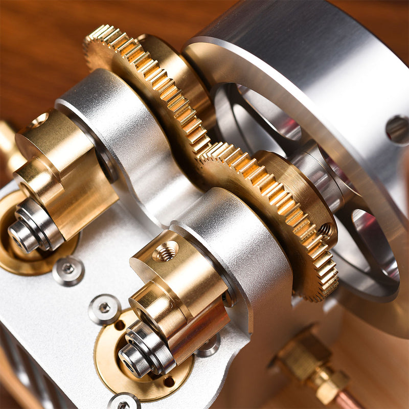 Retro All-metal Vertical Twin-Cylinder Steam Engine Model with Dynamic Balanced Crankshaft RTR STEM Model - EngineDIY