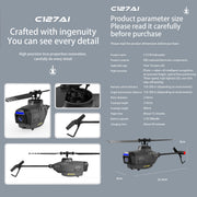 C127AI RC Helicopt, 2.4G RC 4CH Scout Drone Brushless Aircraft Model Without Aileron (RTF Version/Black) - EngineDIY