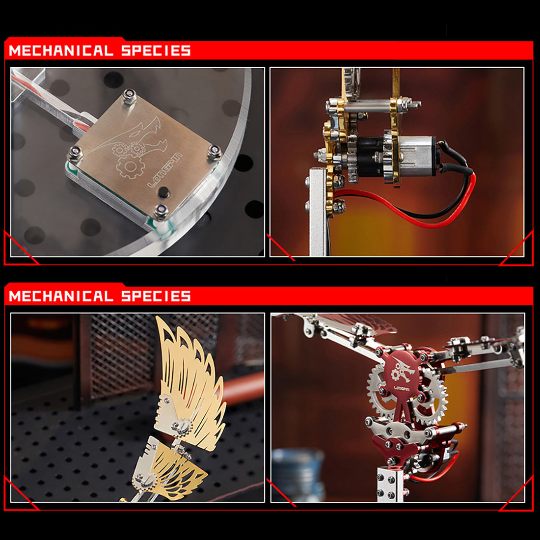 flaming shadow 3d metal mechanical ornithopter assembly model kit with mechanical transmission