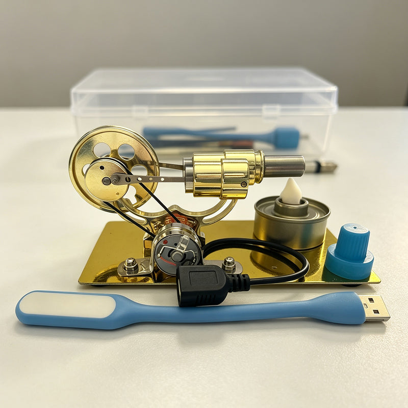 diy stirling engine model kit stem educational toy with usb night light