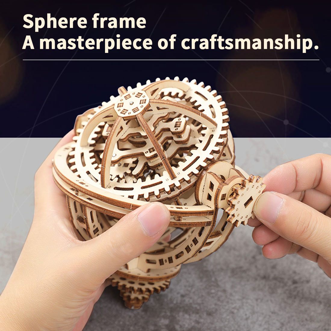 wooden tourbillon timer 3d assembly model kit with mechanical transmission