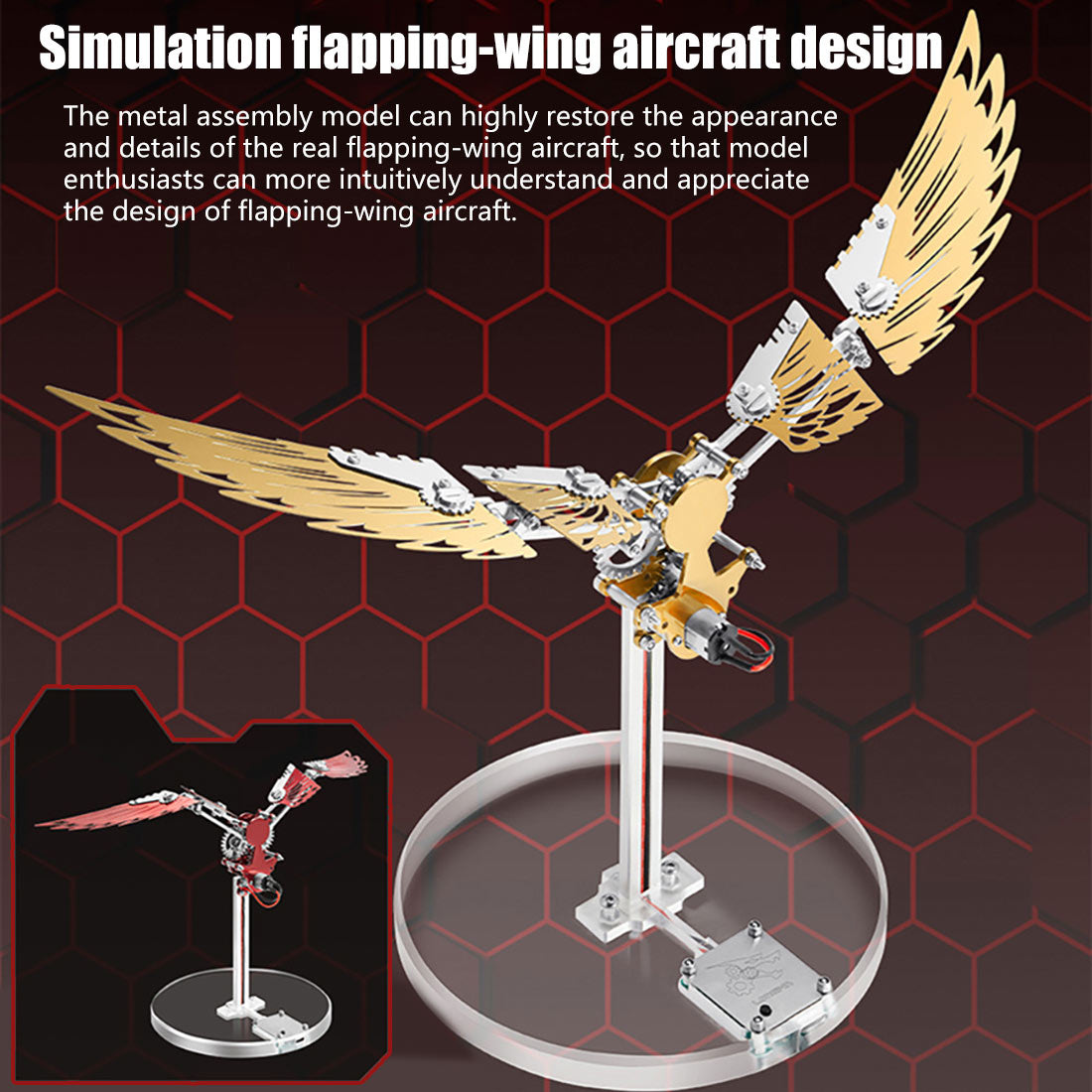 flaming shadow 3d metal mechanical ornithopter assembly model kit with mechanical transmission