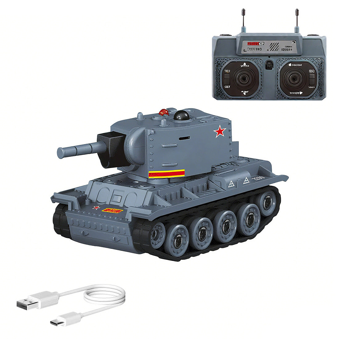 Mini RC Battle Tank Model with Infrared Combat Mode, Rotating Turret and Track Drive 1/64 Scale 2.4G
