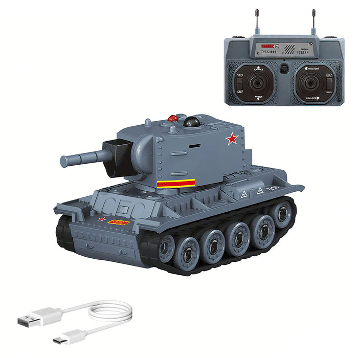 Mini RC Battle Tank Model with Infrared Combat Mode, Rotating Turret and Track Drive 1/64 Scale 2.4G