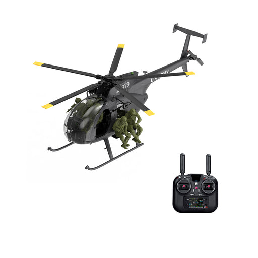 yu xiang f118s mh-6 1/16 scale 250-class little bird fpv rc military helicopter with 5-blade flybarless 6g/3d rtf