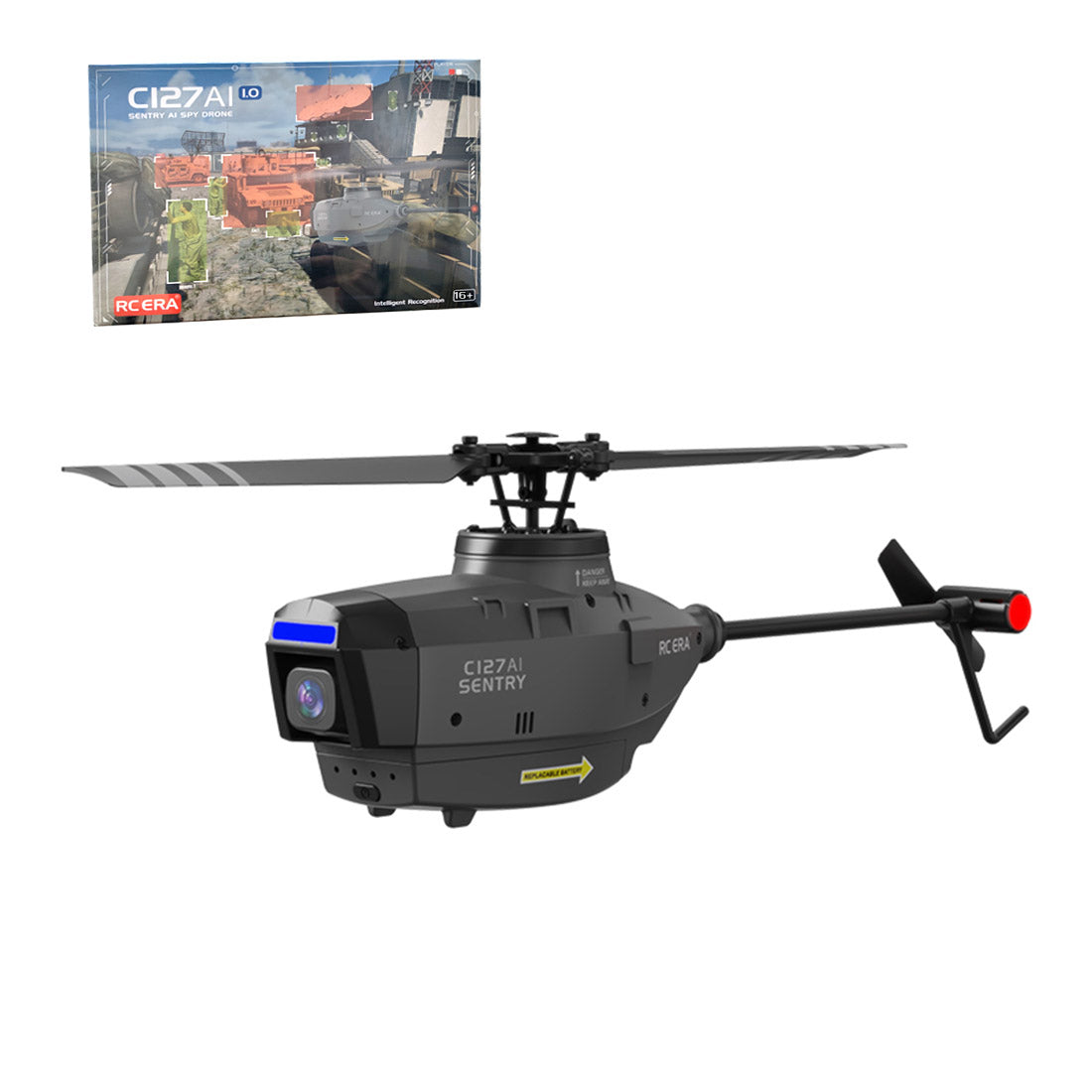 C127AI RC Helicopt, 2.4G RC 4CH Scout Drone Brushless Aircraft