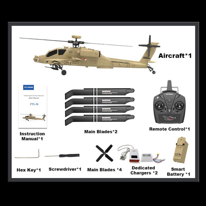 wolfbush & yu xiang f11-n ah64 apache rc helicopter – 1/32 scale 2.4g 6ch coaxial dual rotor with optical flow altitude hold