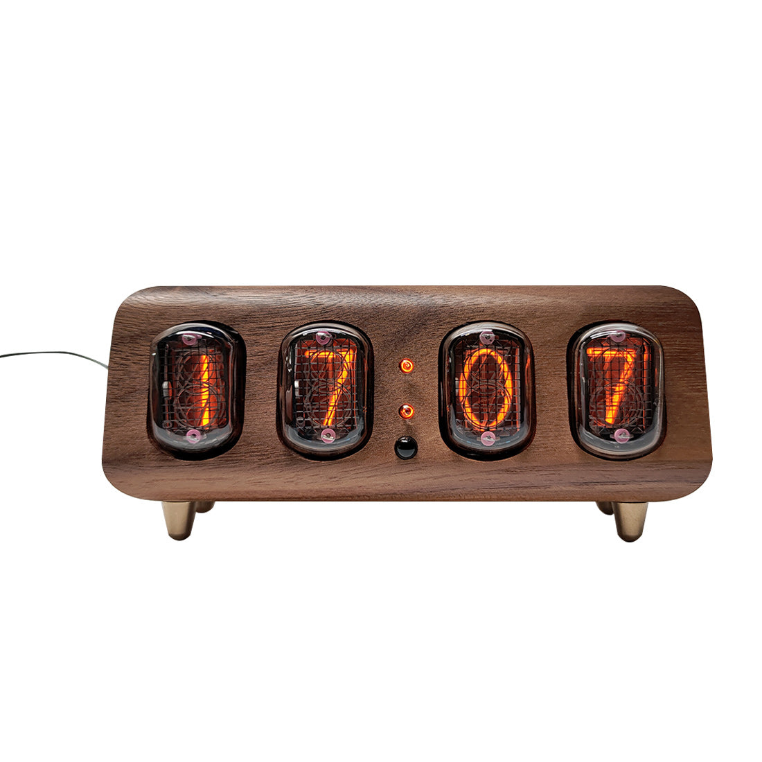 in-12 nixie tube clock bluetooth alarm clock, vintage glow tube desk clock with black walnut wood & remote control