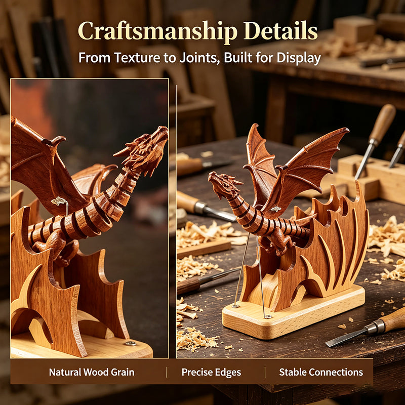 handcrafted wooden western dragon dynamic model