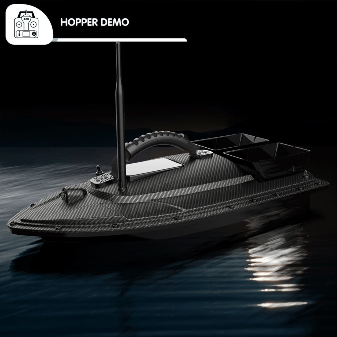 V070 GPS RC BAIT BOAT – 12000MAH, 500M RANGE, 1.5KG DUAL-HOPPER, 40 WAYPOINTS