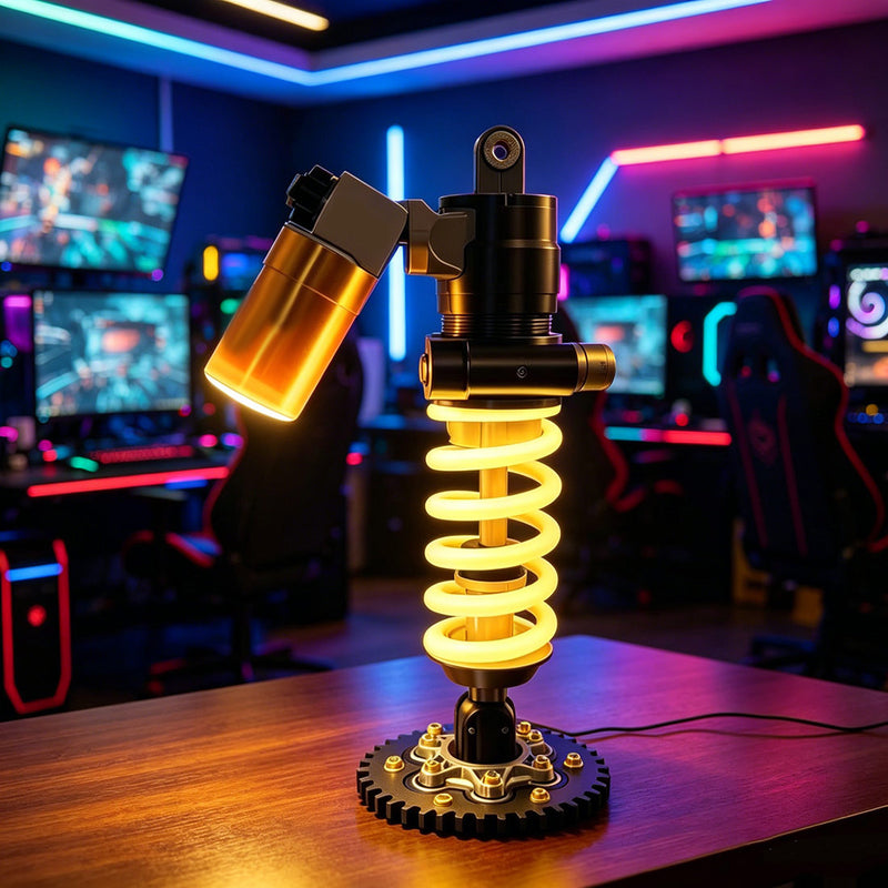3d printed suspension damper led desk lamp, automotive mechanical table light with type-c dimming